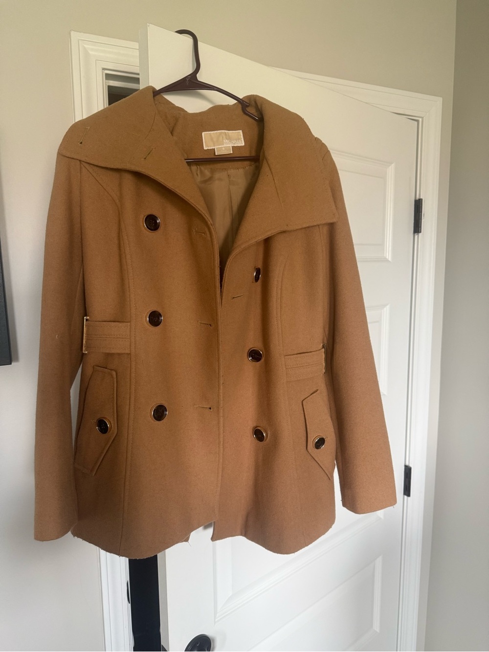 Michael Kors Double-Breasted Peacoat in Camel